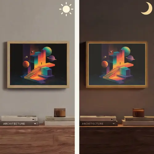 Abstract - Trappen - Mens - Planeten Light Box met batterij (Wandlamp) middel -sfeer3