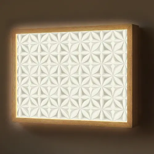 Abstract - Structuur - Grijs - Wit Light Box met batterij (Wandlamp) middel 907 -z3d_website