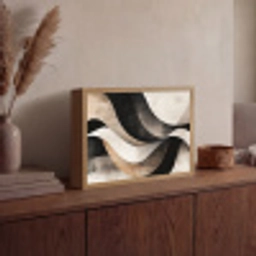 Abstract - Golven - Zwart - Verweerd Light Box met batterij (Wandlamp) middel -sfeer2
