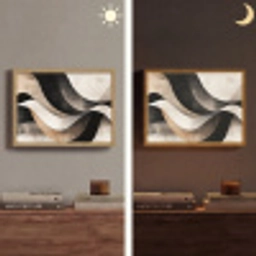 Abstract - Golven - Zwart - Verweerd Light Box met batterij (Wandlamp) middel -sfeer3