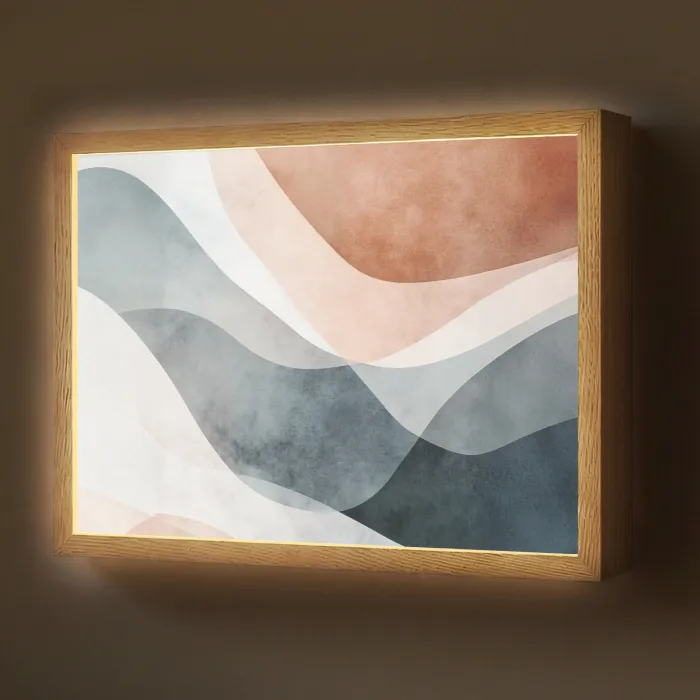 Abstract - Golven - Blauw Light Box met batterij (Wandlamp) middel -z3d_website