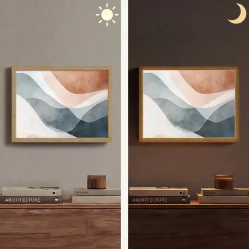 Abstract - Golven - Blauw Light Box met batterij (Wandlamp) middel -sfeer3
