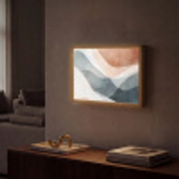 Abstract - Golven - Blauw Light Box met batterij (Wandlamp) middel -sfeer1