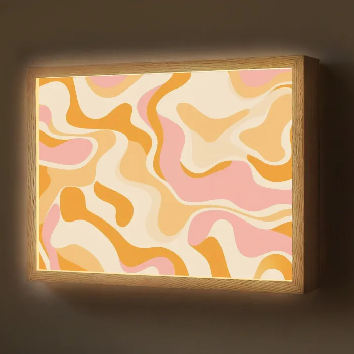 Abstract - Golvend - Oranje Light Box met batterij (Wandlamp) middel -z3d_website
