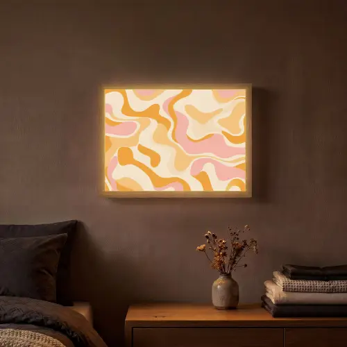 Abstract - Golvend - Oranje Light Box met batterij (Wandlamp) middel -sfeer4
