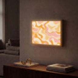 Abstract - Golvend - Oranje Light Box met batterij (Wandlamp) middel -sfeer1
