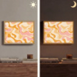 Abstract - Golvend - Oranje Light Box met batterij (Wandlamp) middel -sfeer3