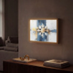 Abstract - Winter - Sneeuwvlok - Sneeuw - Goud Light Box met batterij (Wandlamp) middel -sfeer1