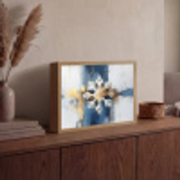 Abstract - Winter - Sneeuwvlok - Sneeuw - Goud Light Box met batterij (Wandlamp) middel -sfeer2