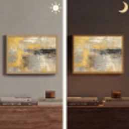 Abstract - Geel - Modern - Beige Light Box met batterij (Wandlamp) middel -sfeer3