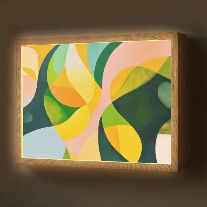 Abstract - Geel - Roze - Groen Light Box met batterij (Wandlamp) middel -z3d_website