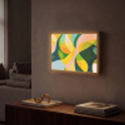 Abstract - Geel - Roze - Groen Light Box met batterij (Wandlamp) middel -sfeer1