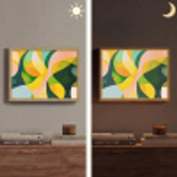 Abstract - Geel - Roze - Groen Light Box met batterij (Wandlamp) middel -sfeer3
