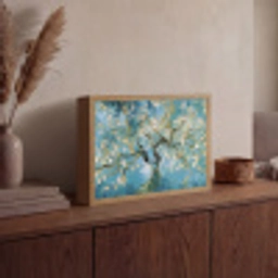 Amandelbloesem boom - Blauw - Abstract Light Box met batterij (Wandlamp) middel -sfeer2