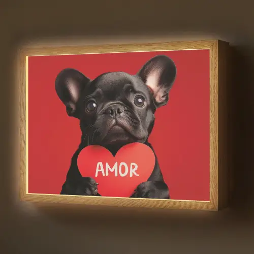 Amor - Hond - Hartje - Rood Light Box met batterij (Wandlamp) middel -z3d_website