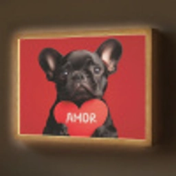 Amor - Hond  - Hartje - Rood Light Box met batterij (Wandlamp) middel -z3d_website