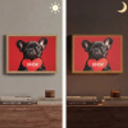Amor - Hond  - Hartje - Rood Light Box met batterij (Wandlamp) middel -sfeer3
