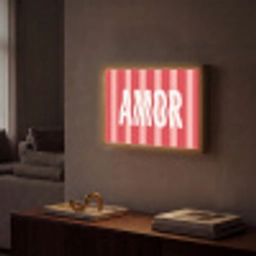 Amor - Strepen - Rood - Roze Light Box met batterij (Wandlamp) middel -sfeer1