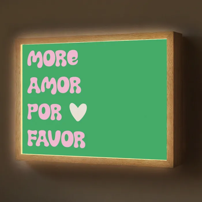 Amor - Valentijn - Groen - Tekst Light Box met batterij (Wandlamp) middel -z3d_website