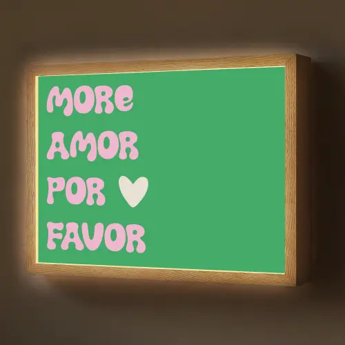 Amor - Valentijn - Groen - Tekst Light Box met batterij (Wandlamp) middel -z3d_website
