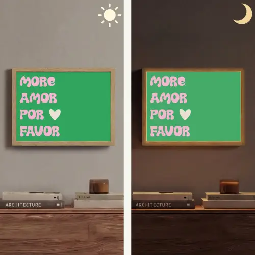Amor - Valentijn - Groen - Tekst Light Box met batterij (Wandlamp) middel -sfeer3
