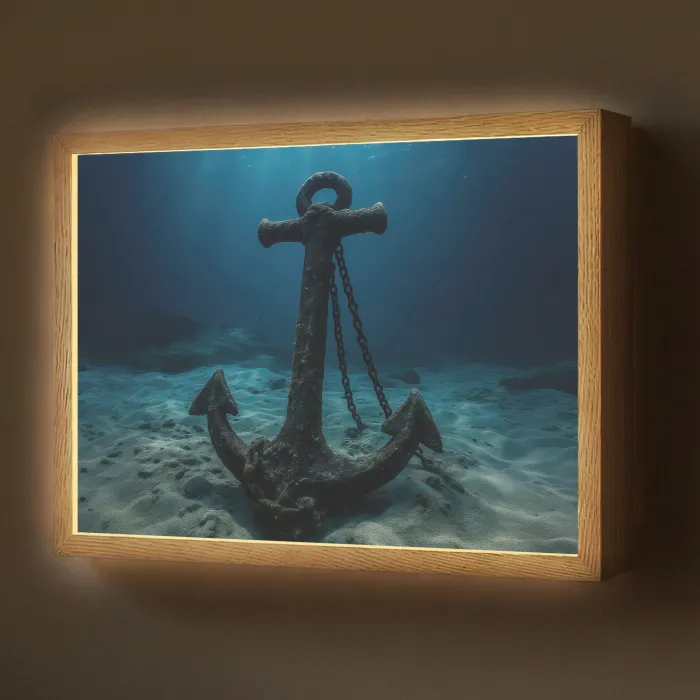 Anker - Ijzer - Zeebodem - Zand Light Box met batterij (Wandlamp) middel -z3d_website