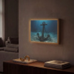 Anker - Ijzer - Zeebodem - Zand Light Box met batterij (Wandlamp) middel -sfeer1