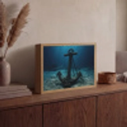 Anker - Ijzer - Zeebodem - Zand Light Box met batterij (Wandlamp) middel -sfeer2