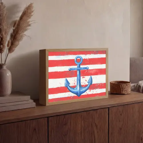 Anker - Verfspatten - Rood - Blauw Light Box met batterij (Wandlamp) middel -sfeer2