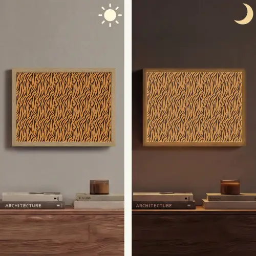 Dier - Oranje - Tijger Light Box met batterij (Wandlamp) middel 907 -sfeer3