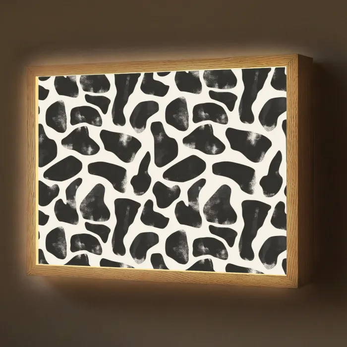 Dierenpatroon - Vlekken - Zwart - Wit Light Box met batterij (Wandlamp) middel 907 -z3d_website