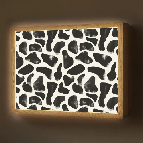 Dierenpatroon - Vlekken - Zwart - Wit Light Box met batterij (Wandlamp) middel 907 -z3d_website