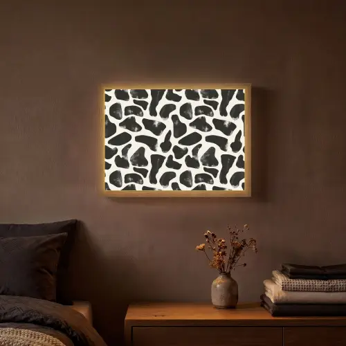 Dierenpatroon - Vlekken - Zwart - Wit Light Box met batterij (Wandlamp) middel 907 -sfeer4
