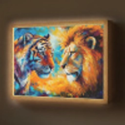Dieren - Kunst - Leeuw - Tijger Light Box met batterij (Wandlamp) middel -z3d_website