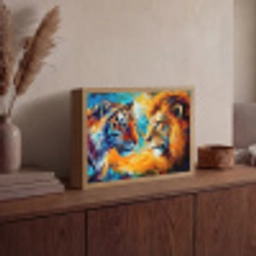 Dieren - Kunst - Leeuw - Tijger Light Box met batterij (Wandlamp) middel -sfeer2