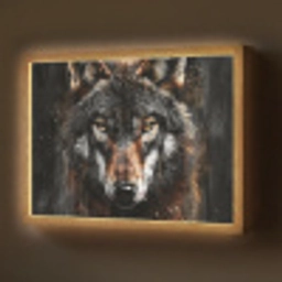 Dieren - Wolf - Portret - Zwart - Bruin Light Box met batterij (Wandlamp) middel -z3d_website