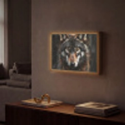Dieren - Wolf - Portret - Zwart - Bruin Light Box met batterij (Wandlamp) middel -sfeer1