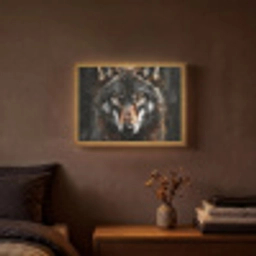 Dieren - Wolf - Portret - Zwart - Bruin Light Box met batterij (Wandlamp) middel -sfeer4