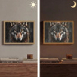Dieren - Wolf - Portret - Zwart - Bruin Light Box met batterij (Wandlamp) middel -sfeer3