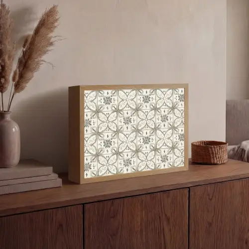 Antiek - Tegel - Beige Light Box met batterij (Wandlamp) middel 907 -sfeer2