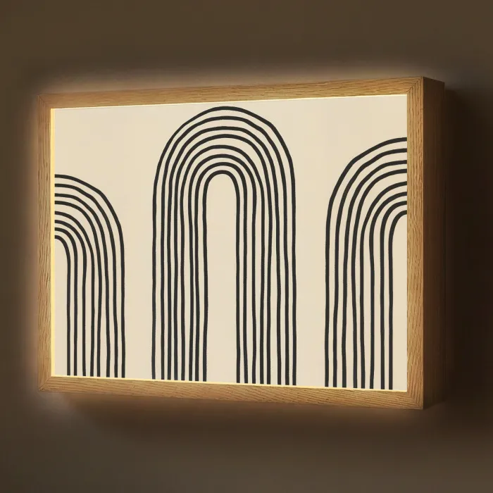 Boogvormen - Zwart - Strak Light Box met batterij (Wandlamp) middel -z3d_website
