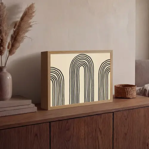 Boogvormen - Zwart - Strak Light Box met batterij (Wandlamp) middel -sfeer2