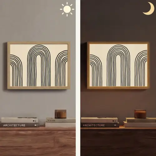 Boogvormen - Zwart - Strak Light Box met batterij (Wandlamp) middel -sfeer3