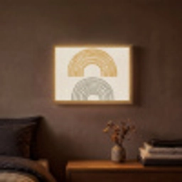 Bogen - Lijnen - Oranje - Minimalistisch Light Box met batterij (Wandlamp) middel -sfeer4