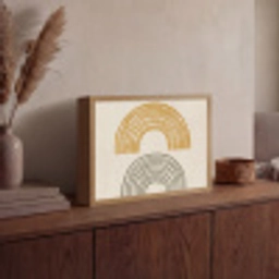 Bogen - Lijnen - Oranje - Minimalistisch Light Box met batterij (Wandlamp) middel -sfeer2