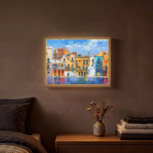 Architectuur - Kleurrijk - Kunst - Modern Light Box met batterij (Wandlamp) middel -sfeer4