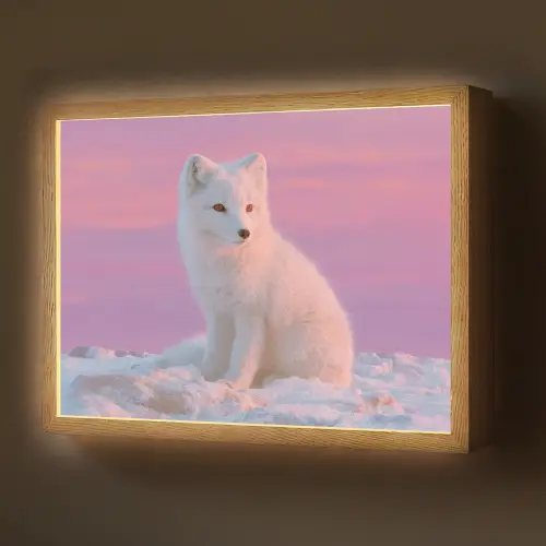 Poolvos - Sneeuw - Roze Light Box met batterij (Wandlamp) middel -z3d_website