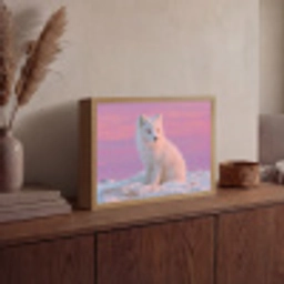 Poolvos - Sneeuw - Roze Light Box met batterij (Wandlamp) middel -sfeer2