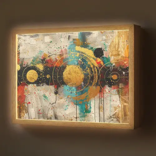 Kunst - Abstract - Aesthetic - Goud Light Box met batterij (Wandlamp) middel -z3d_website