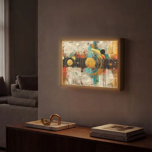 Kunst - Abstract - Aesthetic - Goud Light Box met batterij (Wandlamp) middel -sfeer1
